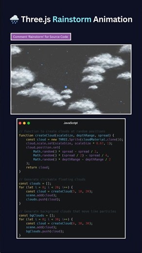☁️ Interactive 3D Rainstorm Animation | Three.js WebGL