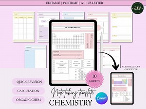 Chemistry Note-taking Template: Periodic Table, STEM Study (canva Editable) - Etsy