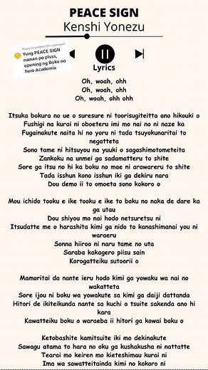 My Hero Academia Anime Opening Songs with Peace Sign Lyrics