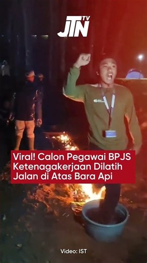 Calon Pegawai BPJS Ketenagakerjaan Dilatih Jalan di Atas Bara Api