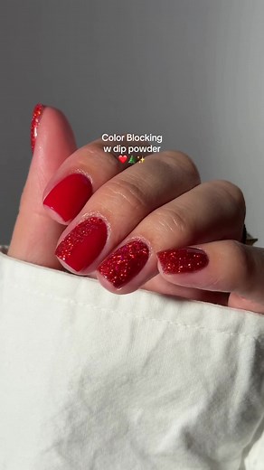 Christmas Red Color Blocking Nail Art Tutorial