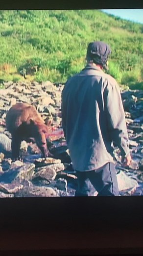 Timothy Treadwell & Grizzly Bear; Katmai National Park & Preserve, Alaska. (video source: “Grizzly Man,” a documentary film).