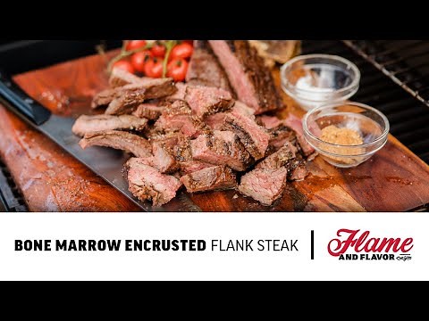 Bone Marrow Encrusted Flank Steak | Char-Griller Portable Pro™ Charcoal Grill and Side Fire Box