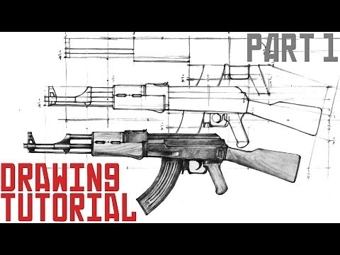 How to draw AK-47 in 10 easy steps (part 1)