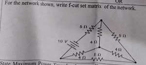 For the network shown, write f-cut set matrix of the network.... | Filo