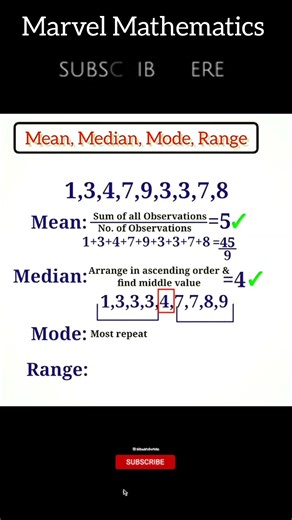 mean median mode range #shorts #shortsfeed