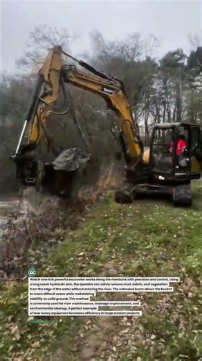 Long Reach Excavator Cleaning River Banks Fast #excavator #construction #heavyequipment