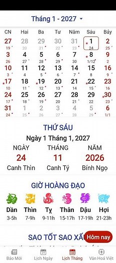 Lịch âm dương tháng 1 năm 2027 - Lịch vạn niên tháng 1/2027, Đinh Mùi