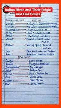 Indian Rivers And Their Origin And Their End Point #indianrivers #riversstate