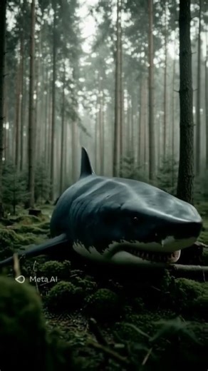 massive shark, crawling slowly across damp forest #meta #metapro #metaai #imageunderstanding