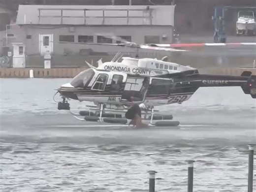 Spectacular air rescue: Police rescue dog from freezing river