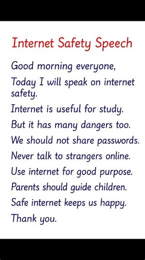 Internet Safety Speech | Short English Speech | Online Safety Speech