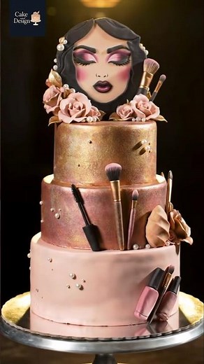 Makeup Artist Themed Cake | Fondant Cake Design for Makeup Lovers🎂#caketrend #birthdaycake #shorts