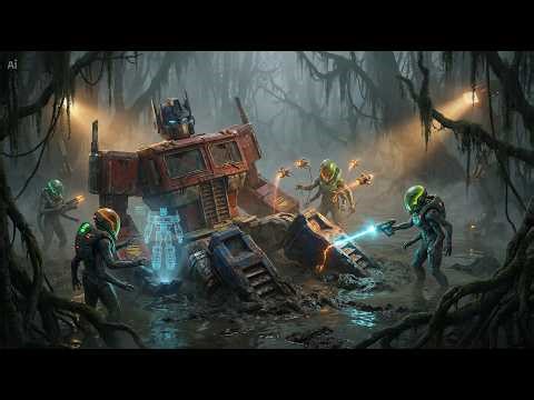 Alien Workers Recover Rusted Optimus Prime from a Swamp Mud Basin | UFO Factory Restoration