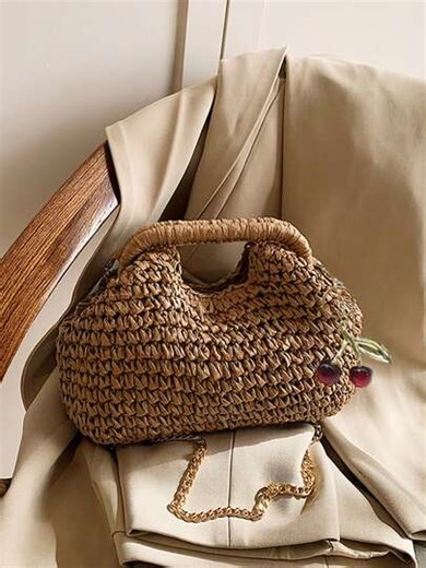 Women's Straw Purse, Summer Beach Chain Crossbody Bag, Casual Vacation Handbag, Lightweight Straw Bag For Women | SHEIN