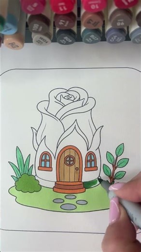Coloring a Rose House | Relaxing Coloring