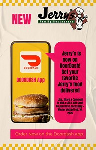 🎉🚗 We’re on DoorDash… and we’re celebratin’ with a $25.00 E-Gift Card giveaway! 🚗🎉 That’s right — Jerry’s Restaurant is now on DoorDash! Get your favorite Jerry’s cookin’ delivered straight to your door 😋 👉 Order on the DoorDash app or click here to try us today: https://www.doordash.com/store/jerrys-restaurant-(lexington-rd)-paris-40290737/95785349/?cursor=eyJzdG9yZV9wcmltYXJ5X3ZlcnRpY2FsX2lkcyI6WzEsMTEwMDQ1LDRdLCJjYXJvdXNlbF9pZCI6ImV0YSIsImNhcm91c2VsX3RpdGxlIjoiRmFzdGVzdCBuZWFyIHlvdSJ9&p