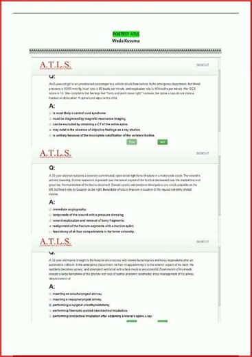 Atls Post Test Questions And Answers6072update video