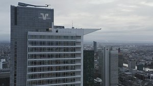 Corporate buildings overhanging the city - Free Stock Video