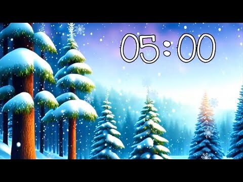 5 Minute Winter Countdown Timer With Animated Snow and Music ❄️🎶