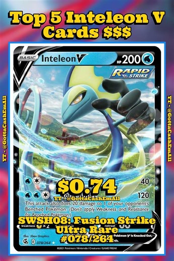 Top 5 RAREST & Most Expensive Inteleon V Pokémon Cards! 💧💎 #pokemon #top5 #tcg #pokémon