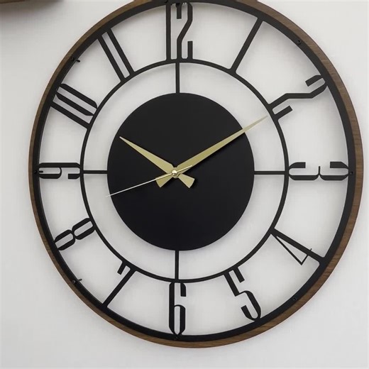 Mid Century Modern Wall Clock, Metal With Wooden Wall Clock, Oversize Silent Clock, Unique Home Clock, Farmhouse Wall Clock,design Clock Art - Etsy New Zealand