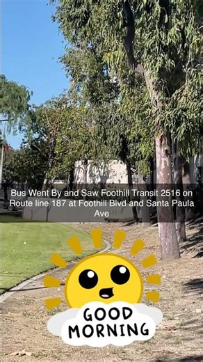 Bus Went By and Saw Foothill Transit 2516 on Route line 187 at Foothill Blvd and Santa Paula Ave
