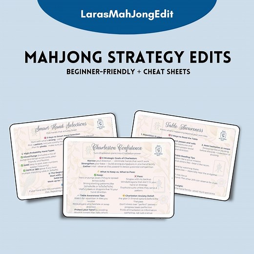 Printable Mah Jong Strategy Guide | Mahjong Lessons for Beginners | Learn to Play & Win | Instant Download PDF Cheat Sheet | Mahjong Guide - Etsy