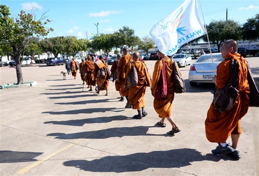 Walk for Peace monks arrive in Virginia, on the way to Richmond