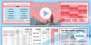 PlanIt Spelling Year 4 Term 3B W4: Adding the Suffix -ous Words Ending in 'e'. Drop the 'e' but Not 'ge' Spelling Pack