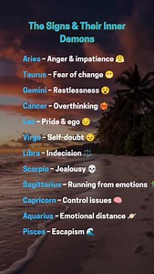 59 reactions · 14 shares | The signs and their demons.. ... "Zodiac signs facts ✨" #foryou #zodiacsigns #astrologyposts #cosmic #trendingaudio #zodiac #zodiacaura #astrokey #astrokey✨ #❤︎❤︎❤︎ | Astrology facts | Facebook