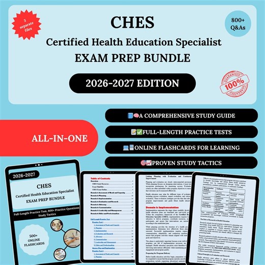 CHES Bundle 2026 | Ches Exam | Certified Health Education Specialist Exam | Ches Study Guide | Ches Practice Exam | Ches Flashcards | Ches - Etsy