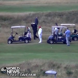 HIT THE LINKS: Pres. Donald J. Trump tweeted this morning that golf is his “primary form of exercise” — and got a workout by joining son, Eric, for a round of golf at his seaside Trump Turnberry resort in Scotland. https://abcn.ws/2LiUgOp | ABC World News Tonight with David Muir