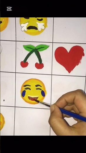 DIY Emoji Painting: Creating a Custom Grinning Face with Tears! 😂 #art #heartemoji #drawingtutorial