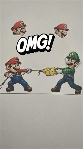 😂 Can Mario and Luigi Pull the Lucky Block? Super Mario Paper Craft #shorts #supermario #viral
