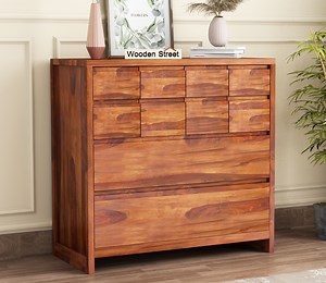 Buy Barry 10-Drawer Chest Of Drawers Wooden (Honey Finish) @41% OFF Online | Wooden Street