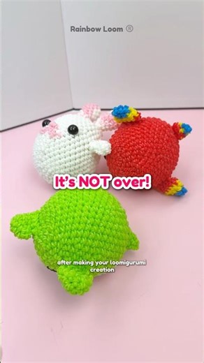 Step 1: Make loomigurumi. Step 2: Use charms to accessorize. Step 3: Conquer the loomigurumi world!