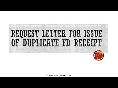 How to Write a Request Letter for Issue of Duplicate FD Receipt