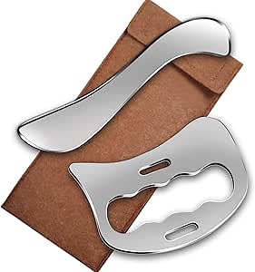 Stainless Steel Muscle Scraper Set, 2 in 1 Gua Sha Body Tool, Muscle Scraper Tool for Back, Legs, Arms