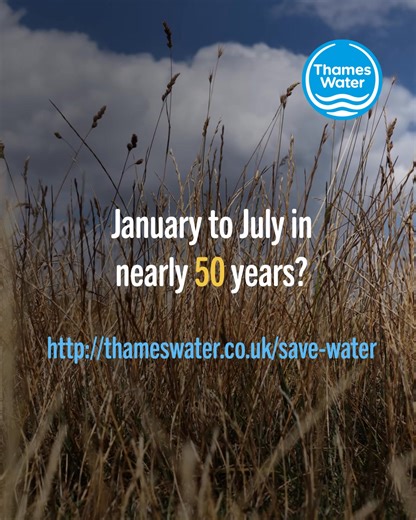 As the hot spells continue this August, our rivers and reservoirs are under real pressure. The UK is now officially facing a national water shortage – and that means every drop counts. We’re working round the clock to fix leaks faster, upgrade our sites and install hundreds more smart meters. By making simple swaps at home, you can help ease the pressure too. To start saving today, head to thameswater.co.uk/save-water | Thames Water