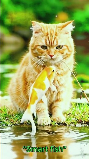 Smart Fish Outsmarts the Cat! 😂 | Funny Cat vs Fish Short Video #cat #fishing