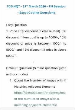 TCS NQT - 21st March 2026 FN Slot 💥 Exact Coding Questions Asked | Must Watch!