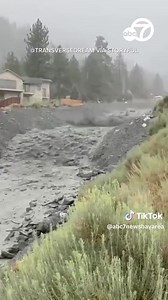 A California hiker captured the moment a mudflow came sweeping through Sheep Canyon. Video shows the heavy stream of mud carrying wood and debris along with it. https://abc7ne.ws/3sq0ZQQ | ABC7 News