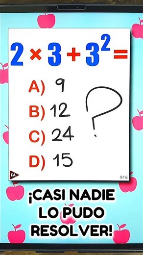 Cuánto da: 2 × 3 + 3² = ❓️🤔 Casi nadie lo pudo resolver ‼️ #maths #matemática (▶2634)
