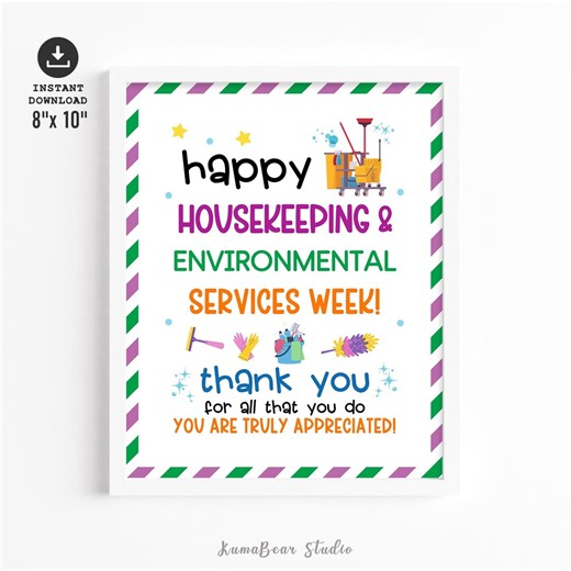 Housekeeping & Environmental Services Week Poster – EVS Staff Appreciation Thank You Sign Decor - Etsy