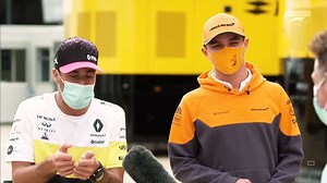 " I WILL END YOU" 🥊😂 Lando Norris interrputed Daniel Ricciardo's interview with Jenson Button to reflect on their battle at the #BritishGP! | Sky Sports F1