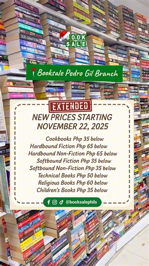 📚 Booksale Pedro Gil Bargain Sale has new prices effective November 22 Visit us and enjoy great deals on your next read 📍 Booksale Pedro Gil Leon Guinto Sr Street corner Pedro Gil Avenue | Booksale