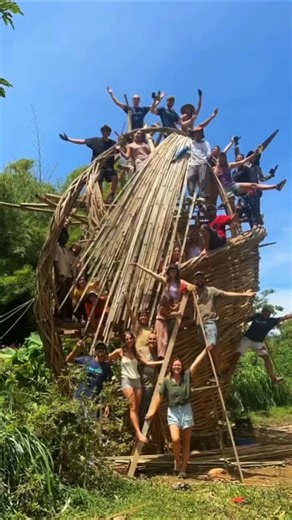 Ekawa Bamboo Lab on Instagram: "What if the gesture, the essence of a design, could be felt as much in the finished details as in the initial sketches? This is a drying tower, where the inspiration was the feeling of warm air and the softness of fabric. . The design became an organic tower with a sculptural gridshell as its structural principle. Below the structural weave, the gridshell is clearly defined with curving beams that rise upwards and wavy beams that wrap around...all in an organic mo