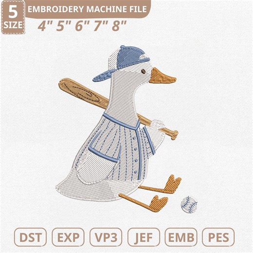 Baseball Goose Machine Embroidery File, Baseball Game Day (instant Download) - Etsy