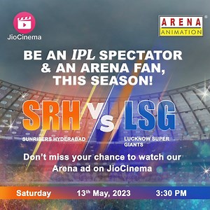 Gear up for #SRH vs #LSG and cheer for your favourite team! Arena Animation is hitting the big leagues with its’ presence at IPL. Do not miss our ad on 13th May, 2023, at 3:30 pm. Share this with your friends who are cricket fans! Take your career to the next level and prepare for a fruitful future in Animation, VFX, and Gaming with us! To get more details about the Arena Animation Courses, leave a message ‘Interested’ in the comments section or inbox us your mobile number and email ID. Our care